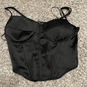 Black satin corset top #corset